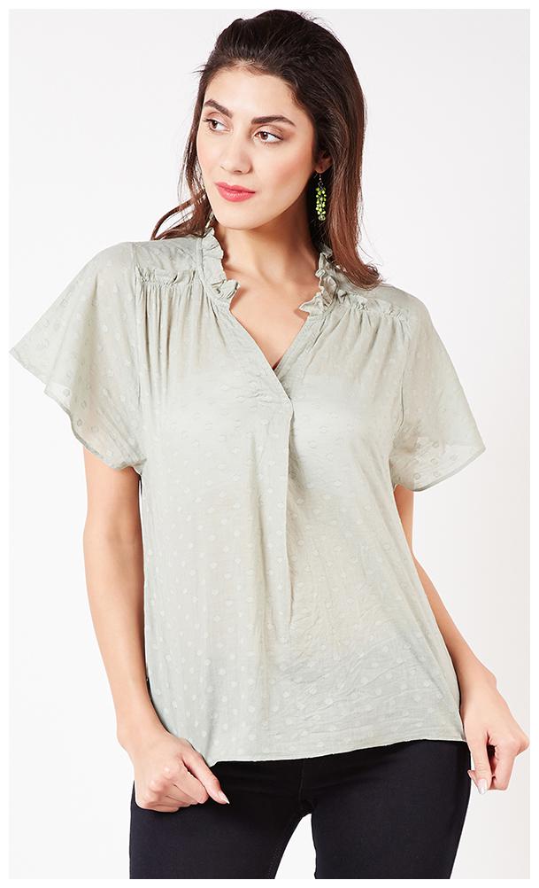 

OXOLLOXO Women Solid A-line top - Grey