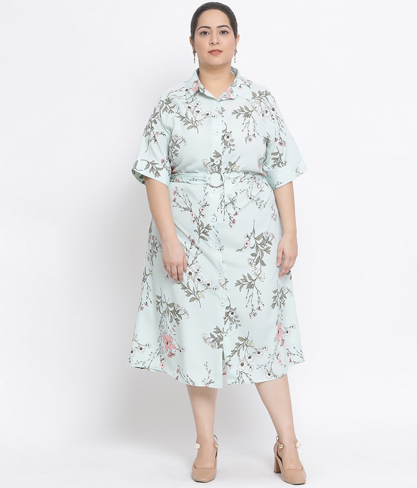 

Oxolloxo Green Floral Shirt dress