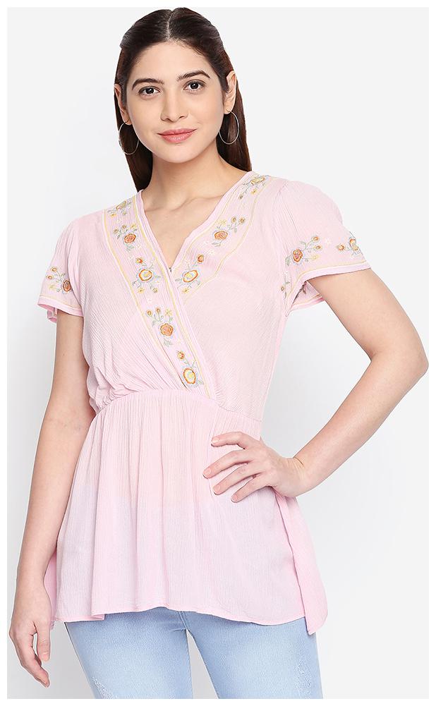 

OXOLLOXO Women Printed A-line top - Pink