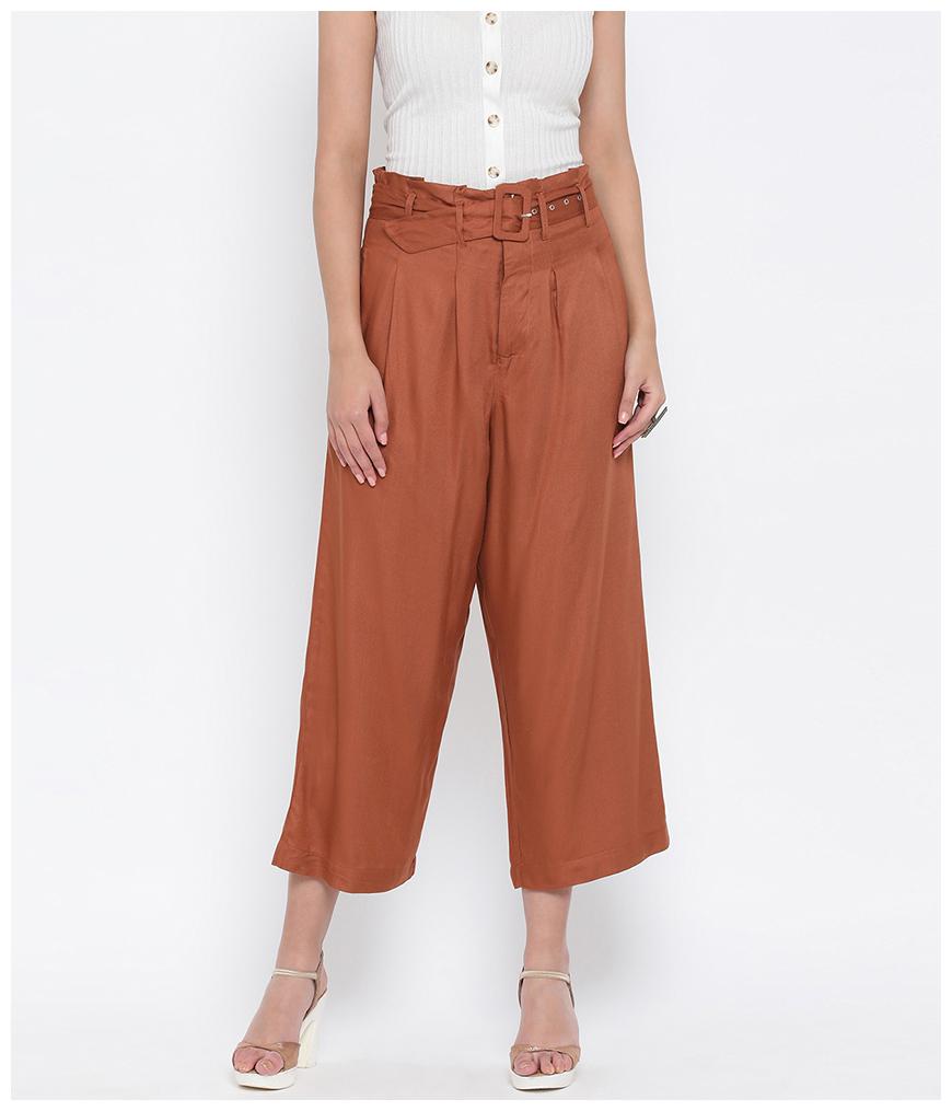 

Oxolloxo Women Viscose Rayon Solid Brown Pant