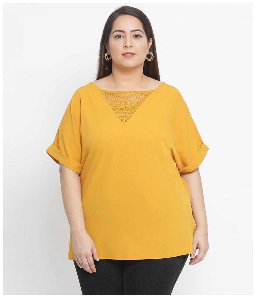 

Oxolloxo Women Polyester Solid Mustard Regular Top