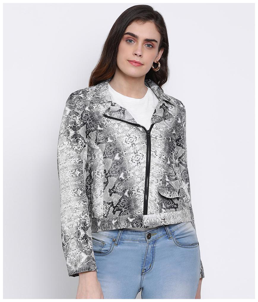 

Oxolloxo Women Printed Biker Jacket - Multi