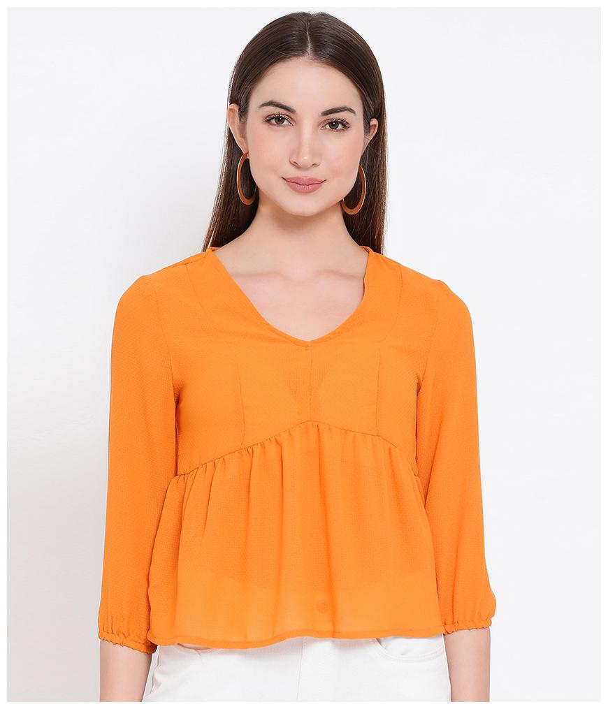

Oxolloxo Women Solid A-line top - Yellow