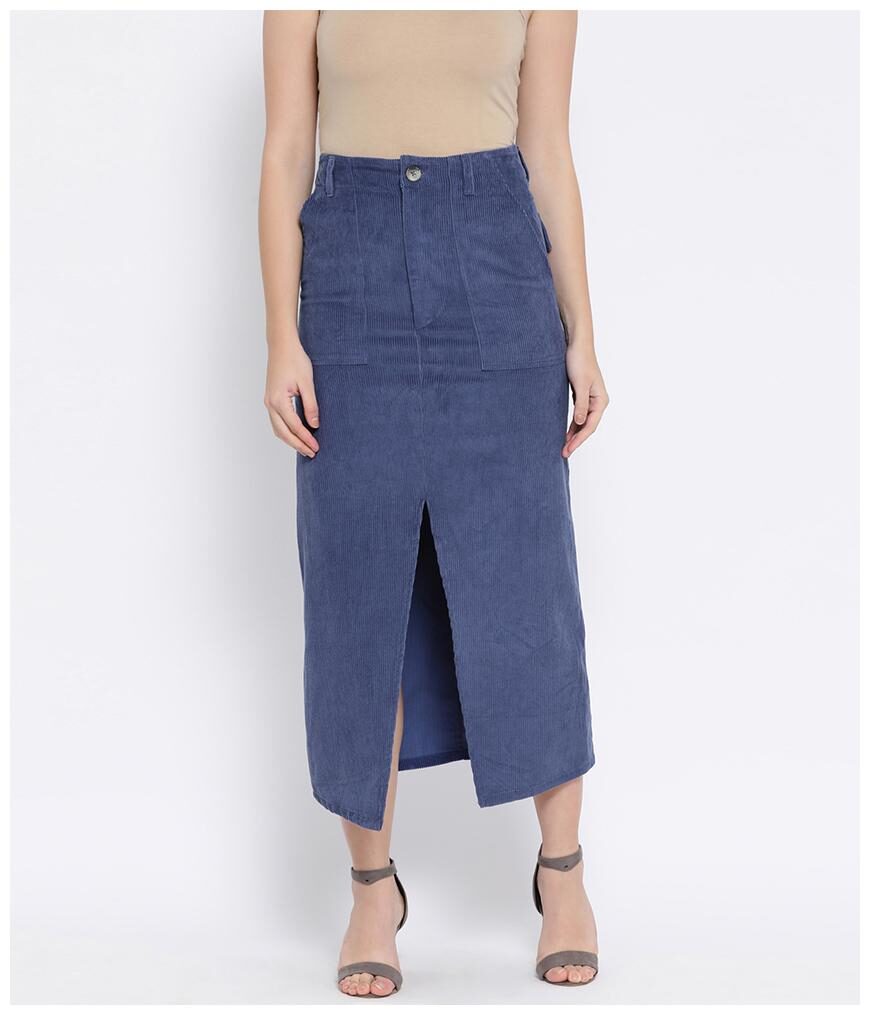 

Oxolloxo Solid A-line skirt Midi Skirt - Blue