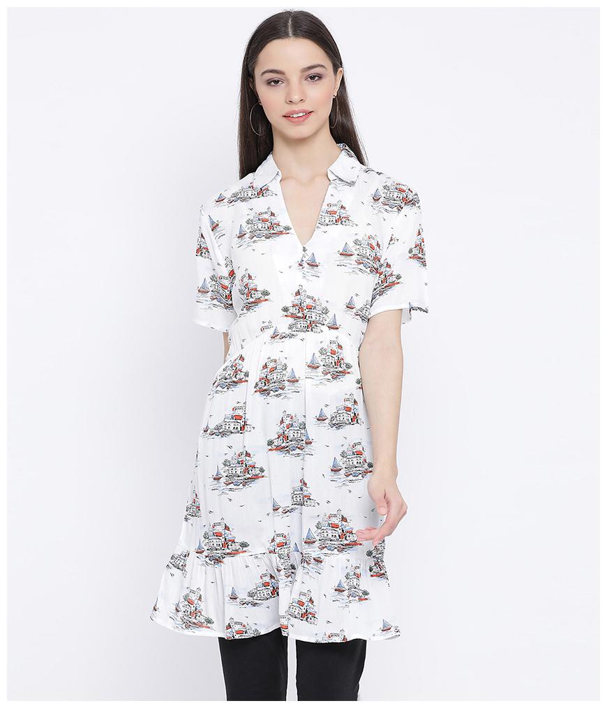 

Oxolloxo Women Printed Regular tunic - White