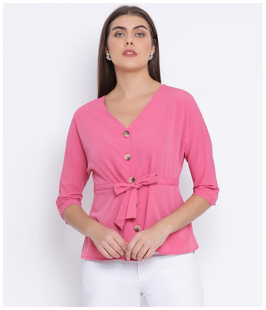 

Oxolloxo Women Solid Regular top - Pink