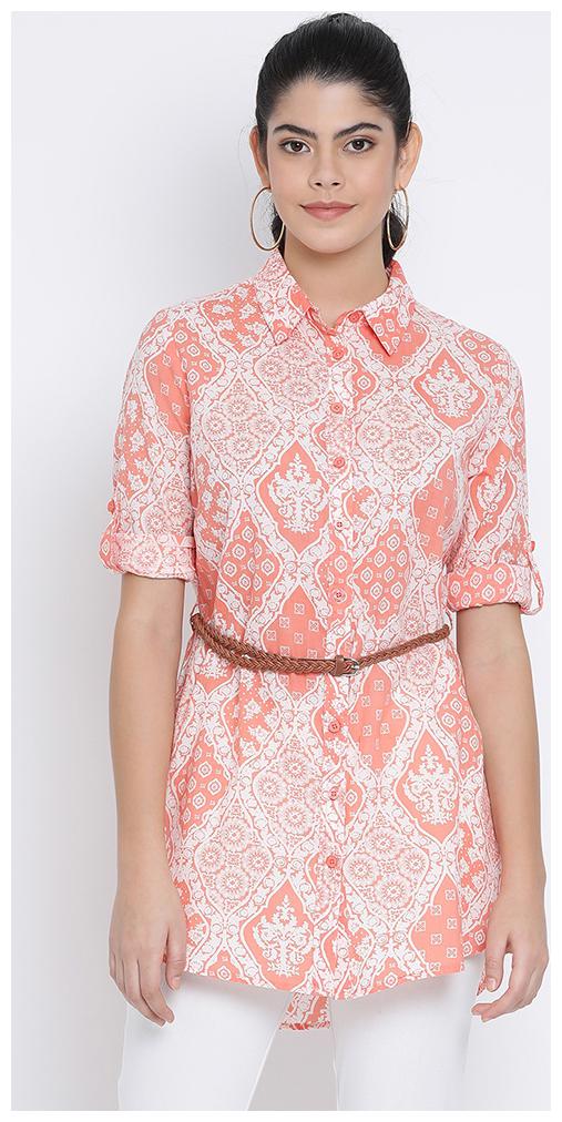 

OXOLLOXO Women Pink Printed Regular Fit Shirt