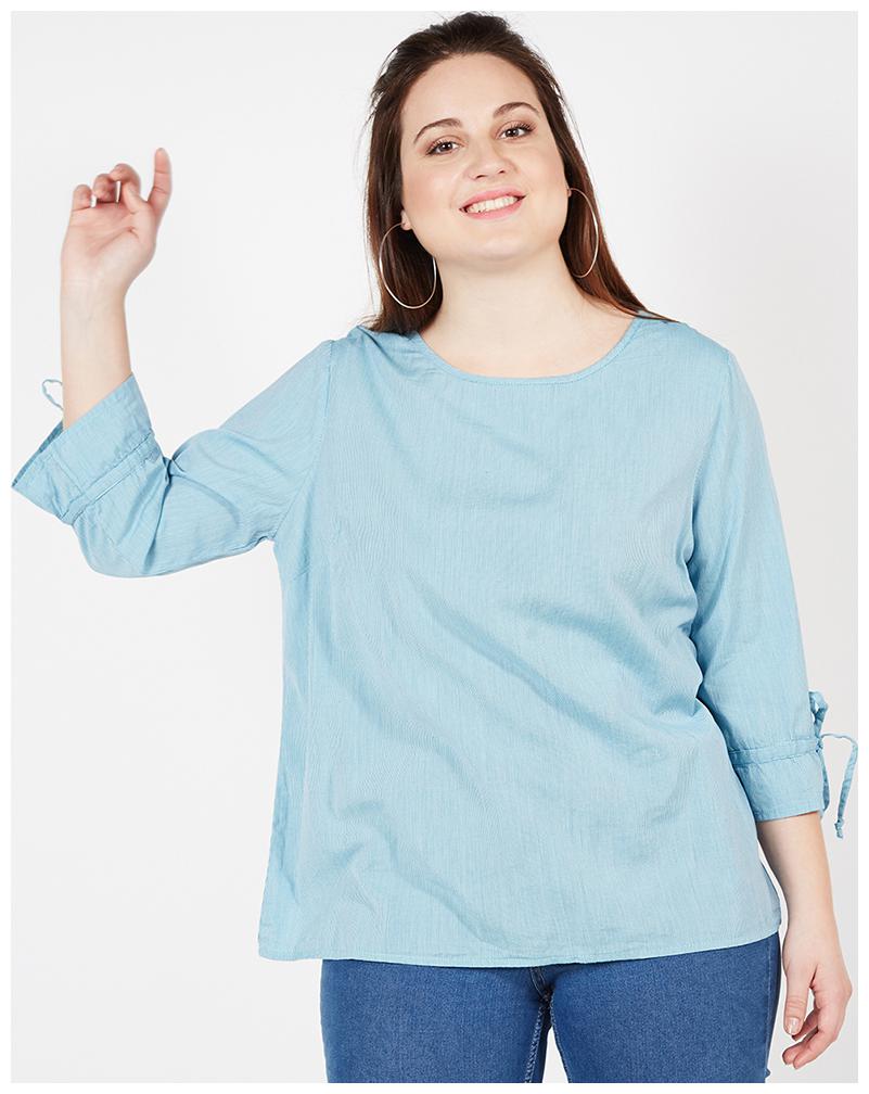 

OXOLLOXO Women Solid A-line top - Blue