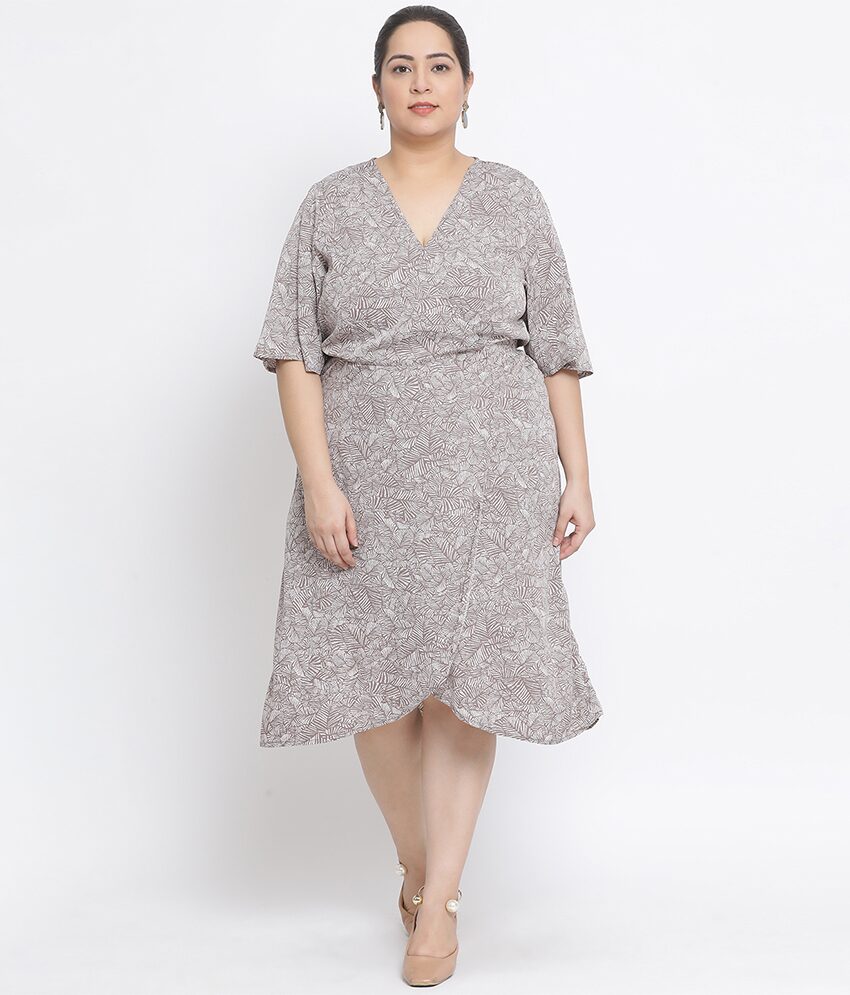 

Oxolloxo Grey Printed Wrap dress