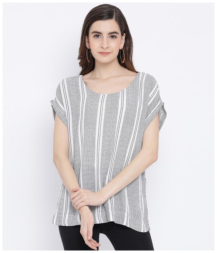 

Oxolloxo Women Striped Regular top - Grey