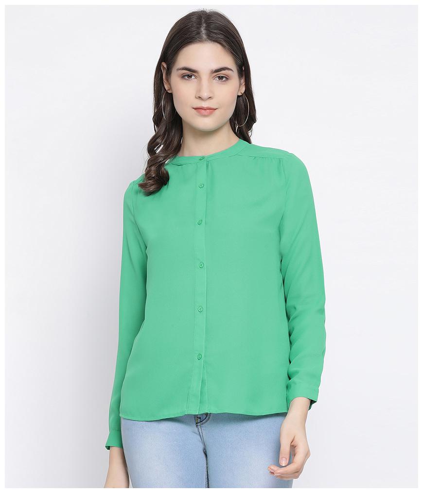 

Oxolloxo Women Green Solid Regular Fit Shirt