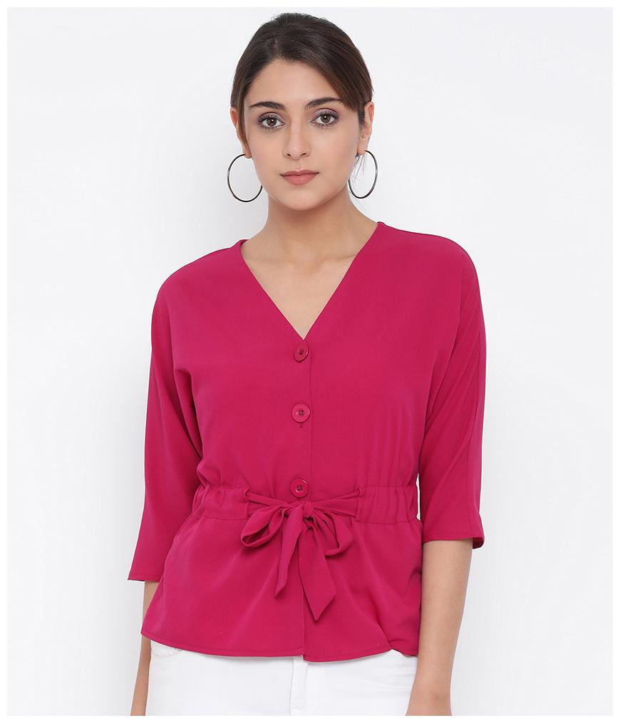 

Oxolloxo Women Solid Regular top - Pink
