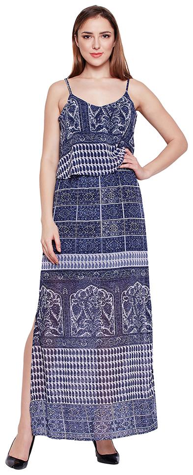 

OXOLLOXO Blue Printed A-line dress