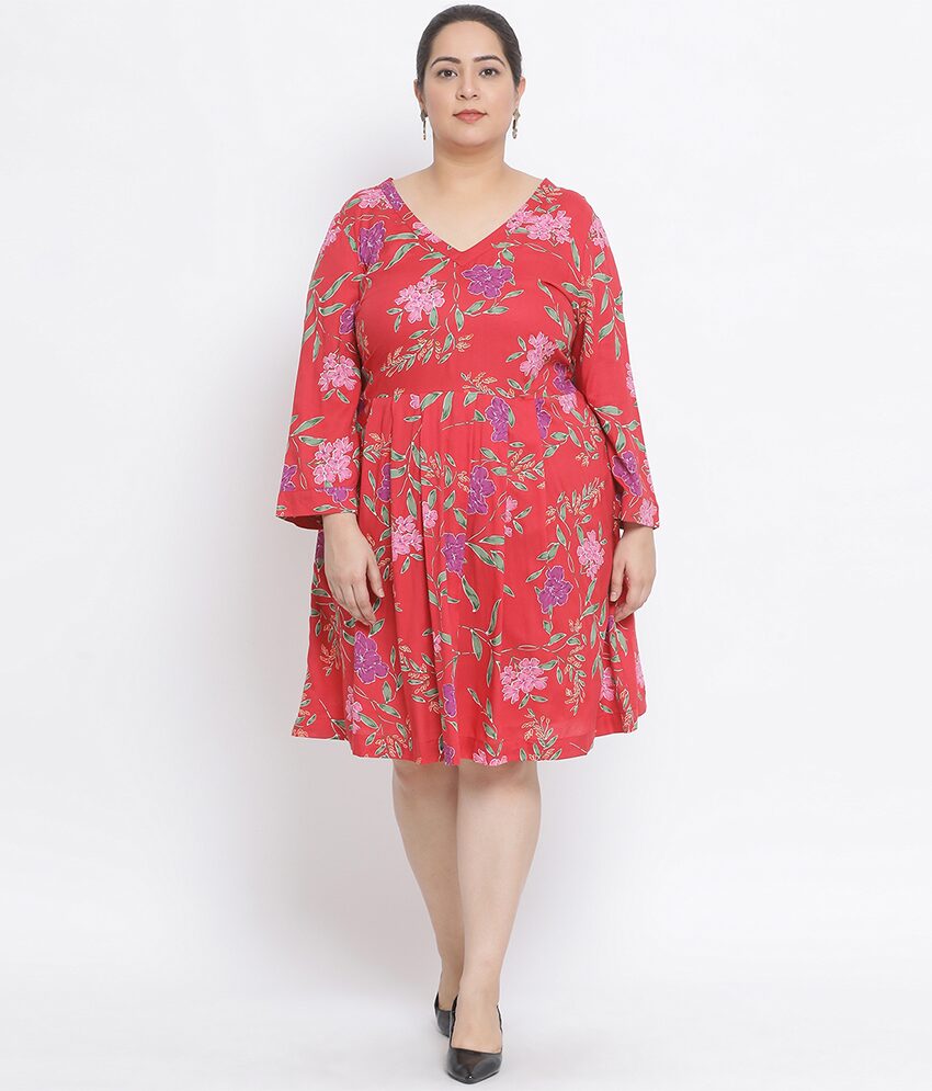 

Oxolloxo Women Viscose Rayon Red A Line Dress