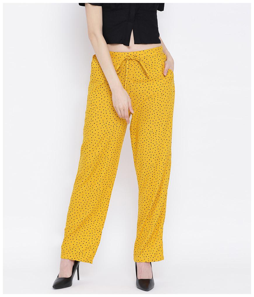 

Oxolloxo Women Viscose Rayon Printed Yellow Pant