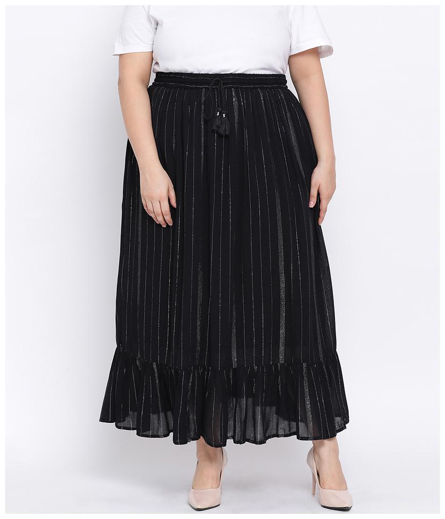 

Oxolloxo Striped A-line skirt Maxi Skirt - Black