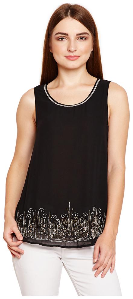 

OXOLLOXO Women Solid A-line top - Black
