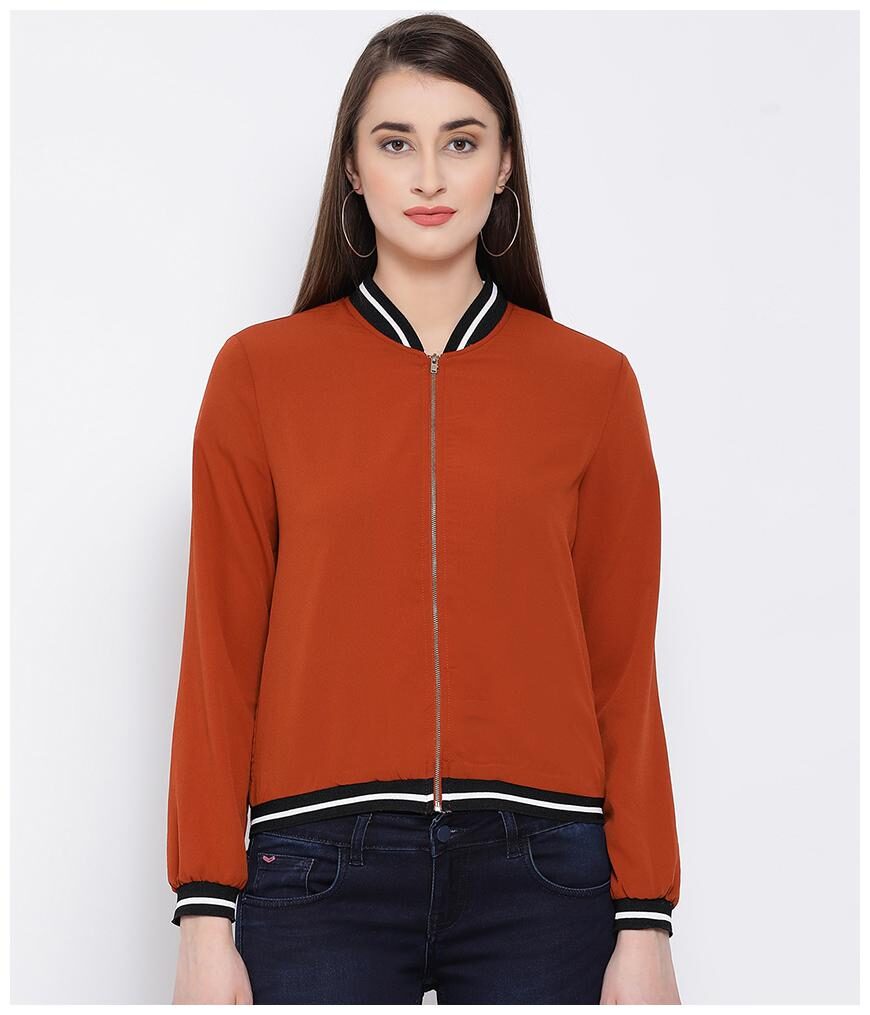 

Oxolloxo Women Solid Regular Jacket - Orange