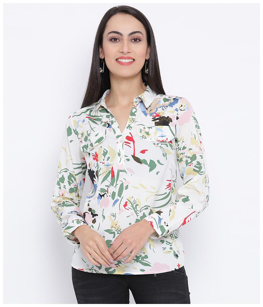

Oxolloxo Women Polyester Floral A Line Cream
