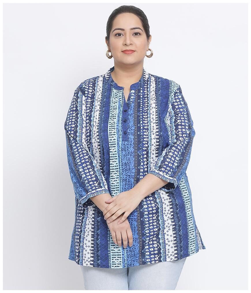 

Oxolloxo Women Printed Regular top - Blue