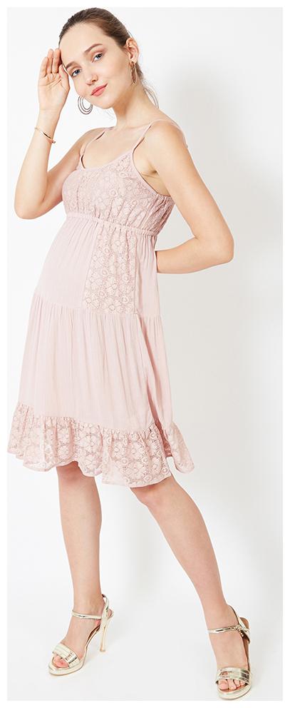 

OXOLLOXO Pink Solid A-line dress