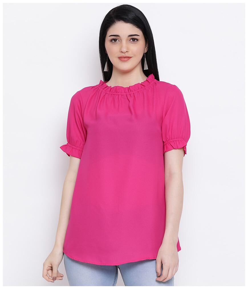 

Oxolloxo Women Solid Regular top - Pink