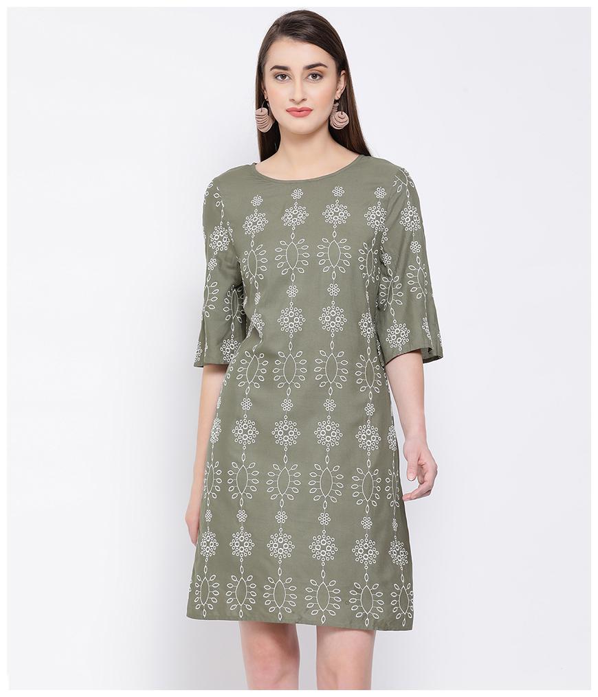 

Oxolloxo Green Printed A-line dress