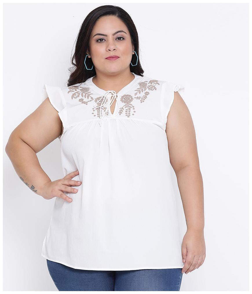 

Oxolloxo Women Embroidered Regular top - White
