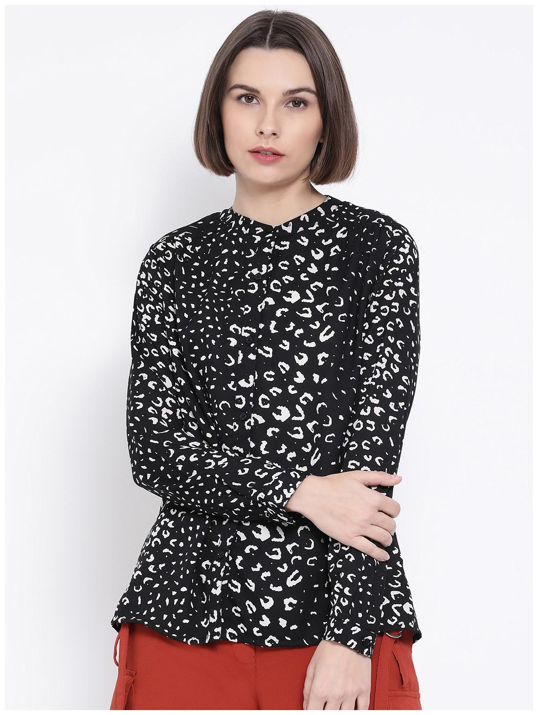 

Oxolloxo Women Black Printed Regular Fit Shirt