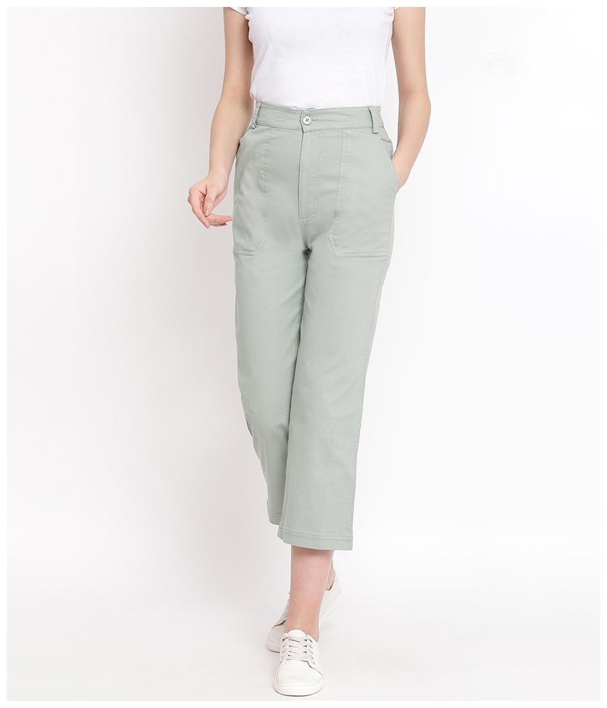 

Oxolloxo Women Cotton Solid Regular Green
