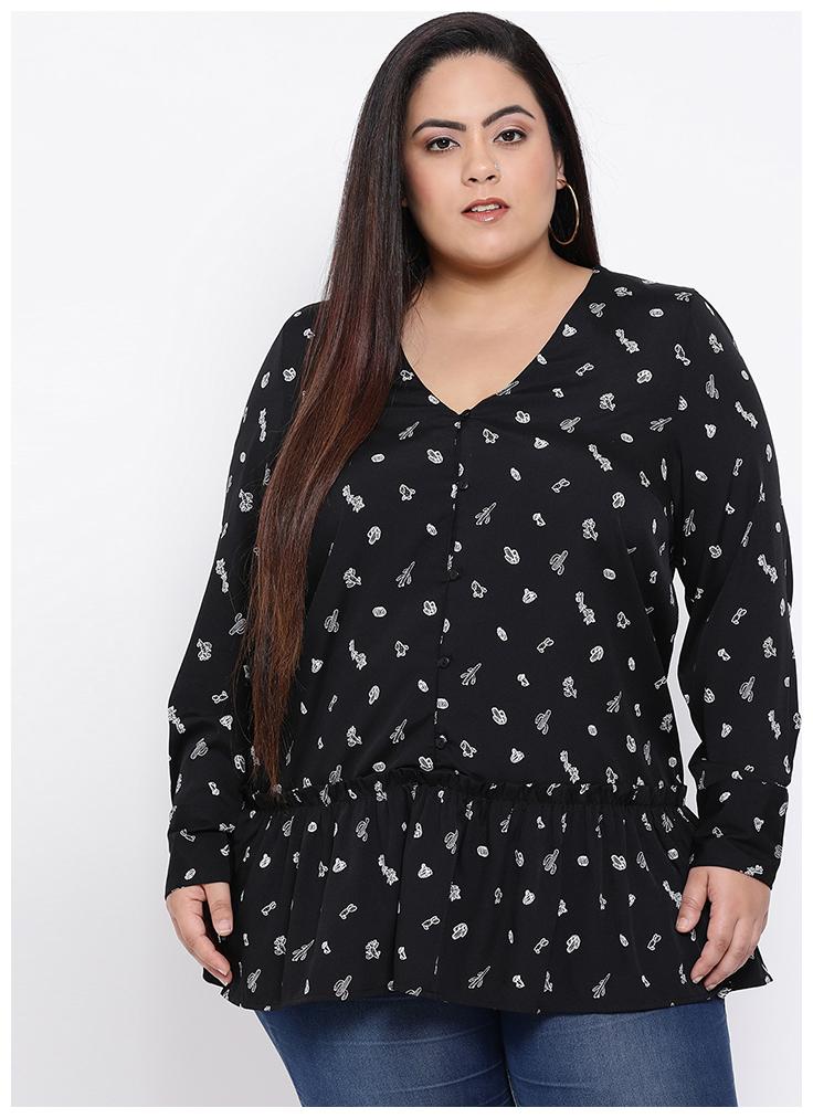 

OXOLLOXO Women Printed A-line top - Black