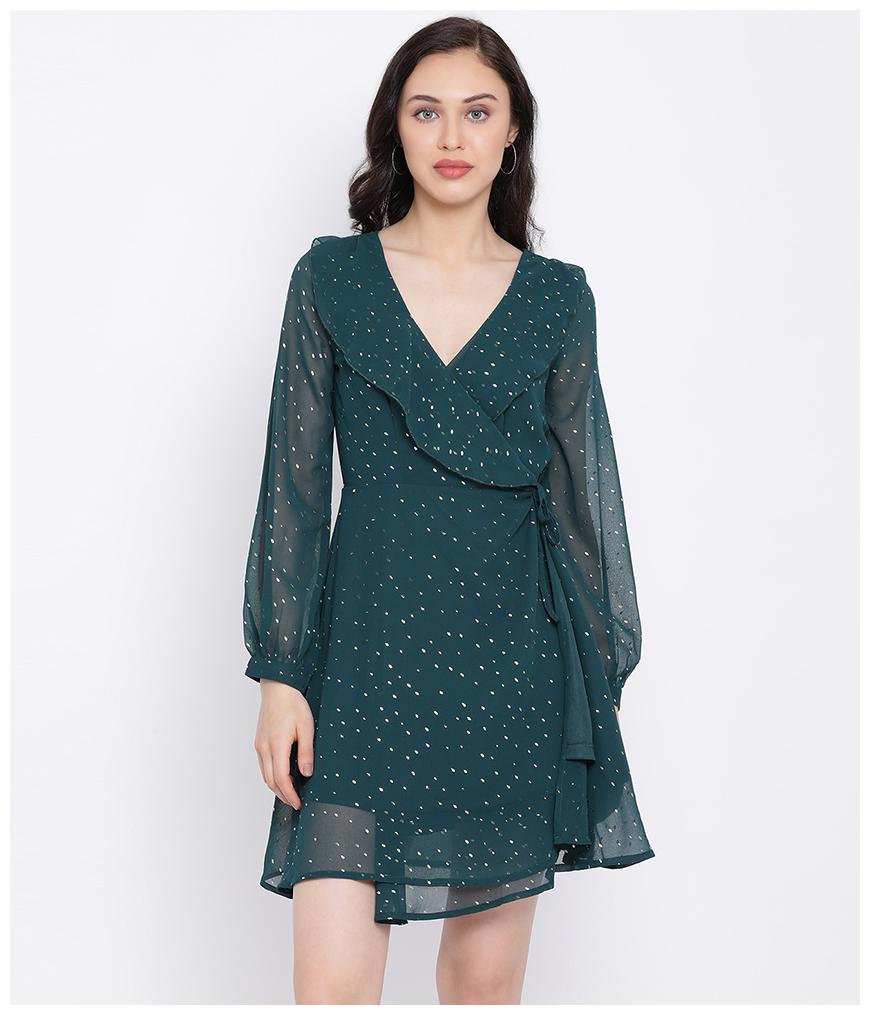 

Oxolloxo Women Polyester Sequin A Line Dress Green
