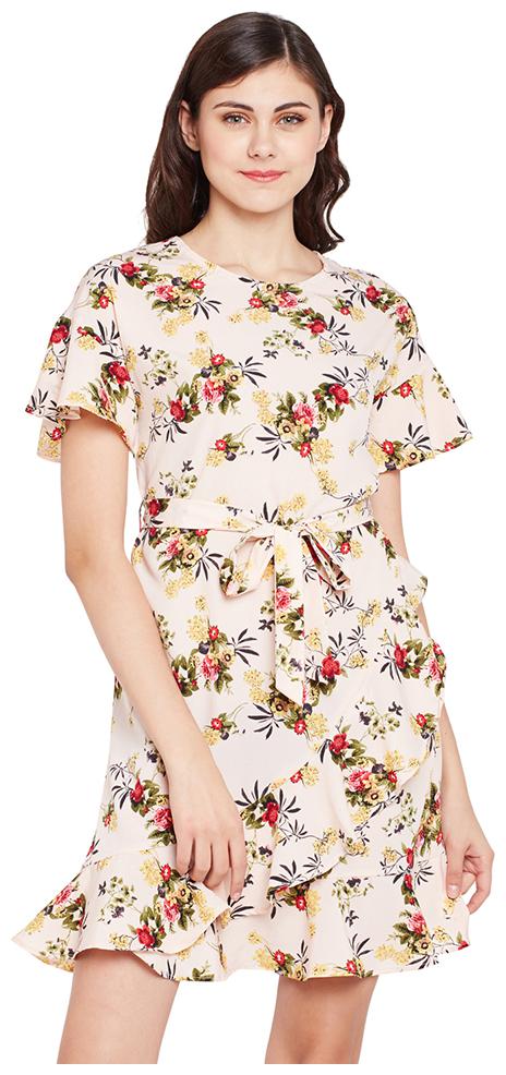 

OXOLLOXO Beige Printed A-line dress