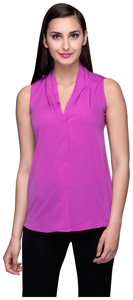 

OXOLLOXO Women Solid A-line top - Purple