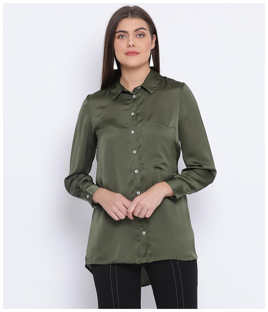 

Oxolloxo Women Green Solid Regular Fit Shirt