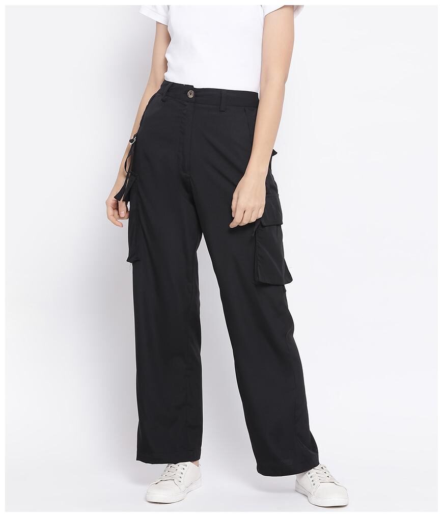 

Oxolloxo Women Polyester Solid Black Pant