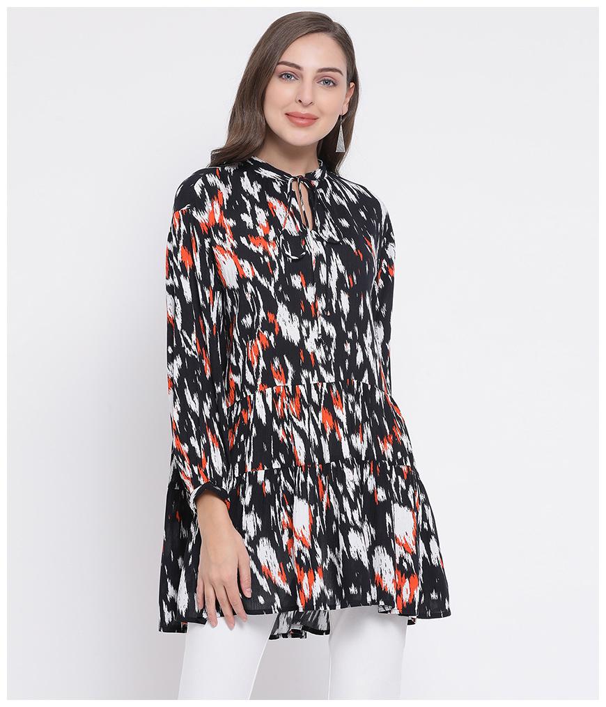 

Oxolloxo Women Printed Regular tunic - Black
