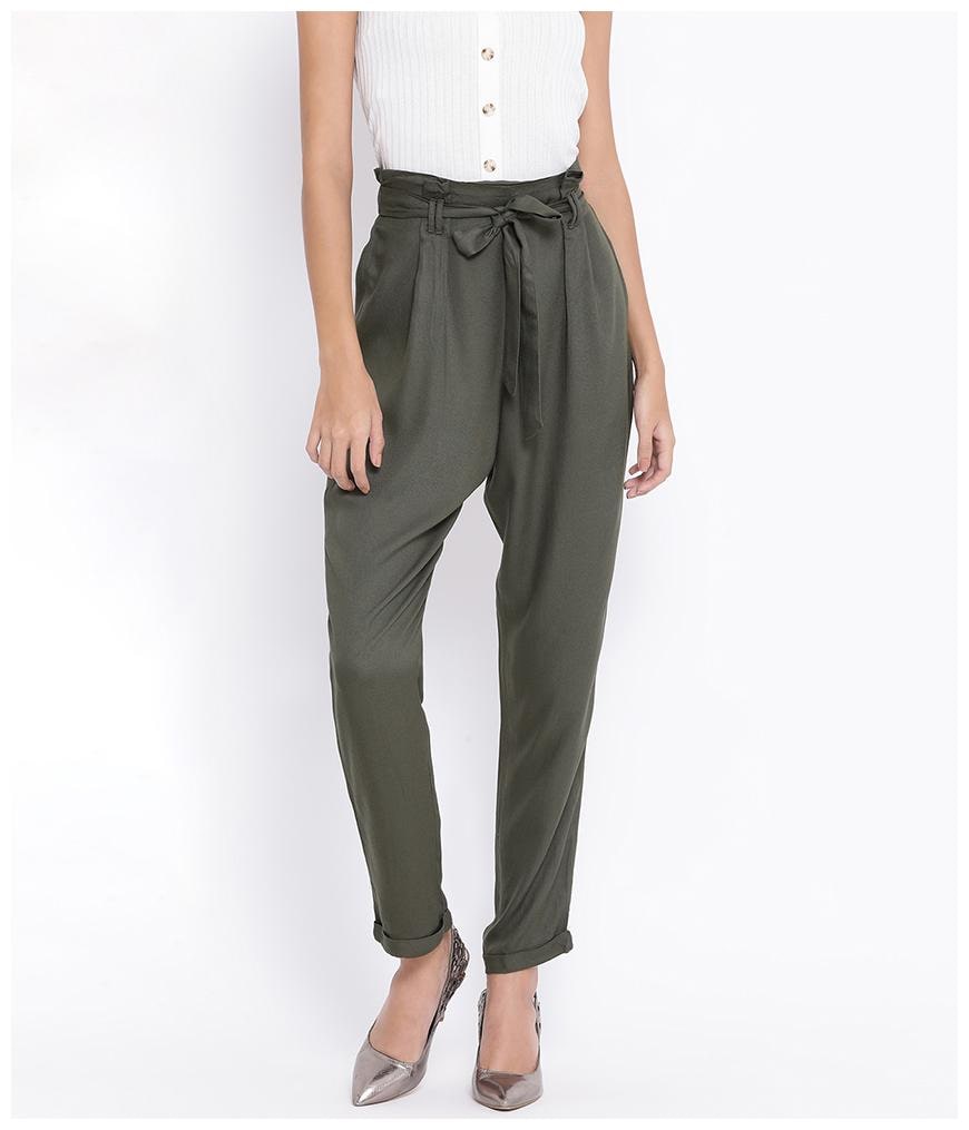 

Oxolloxo Women Viscose Rayon Solid Olive Pant