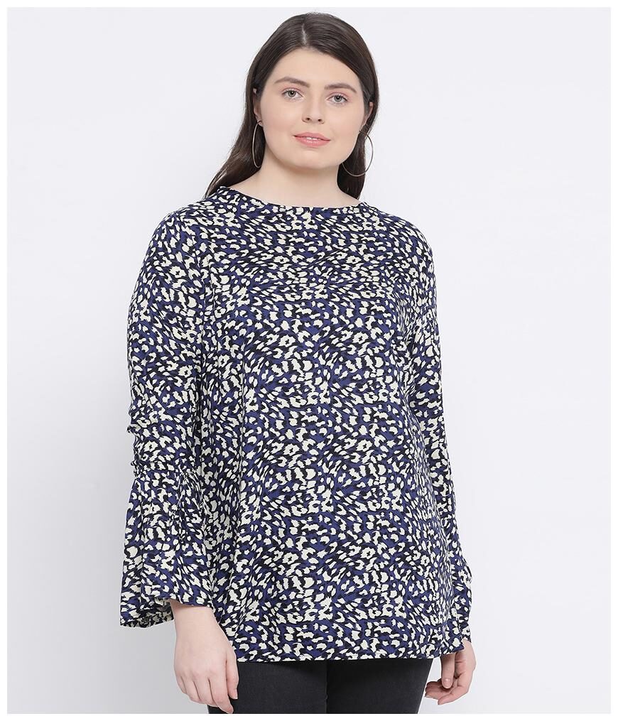 

Oxolloxo Women Viscose A-Line Top Navy Blue