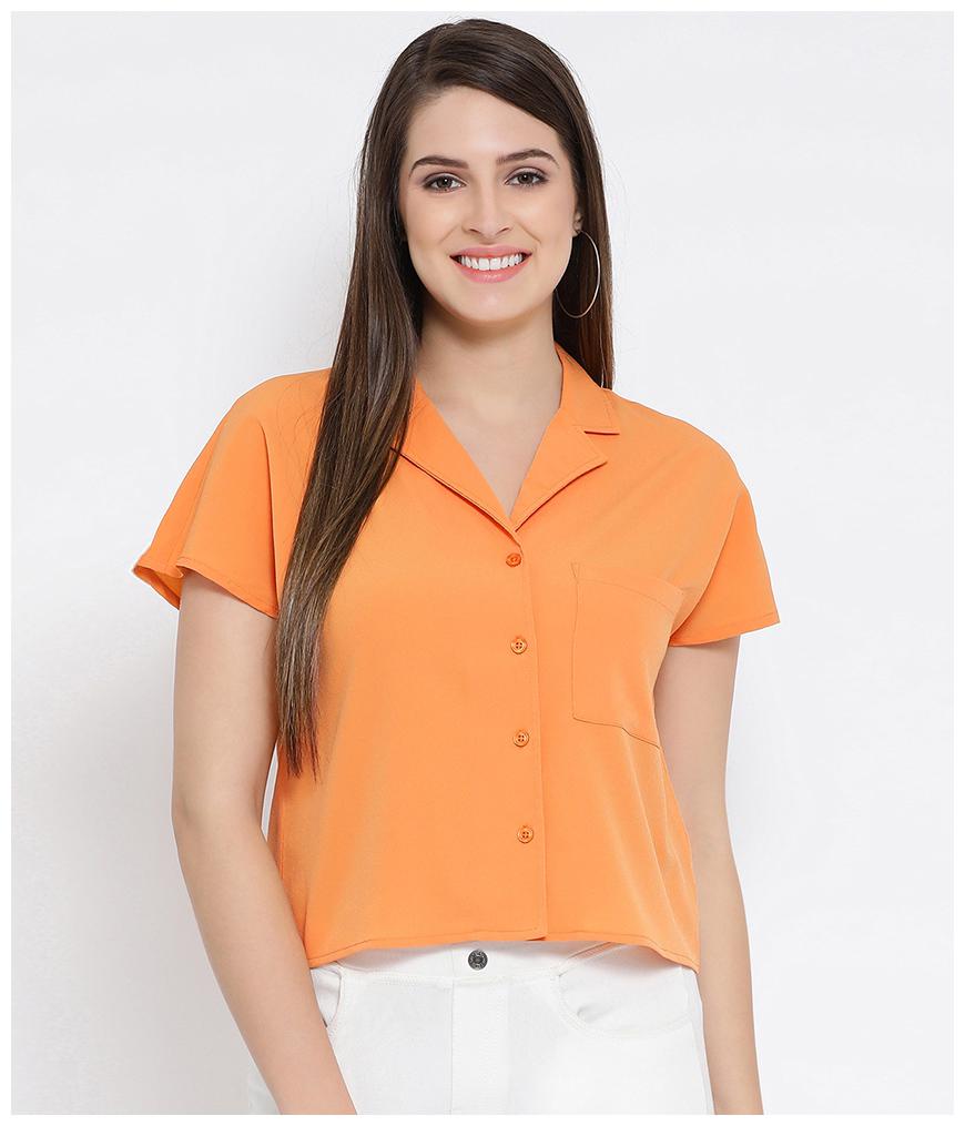 

Oxolloxo Women Orange Solid Regular Fit Shirt