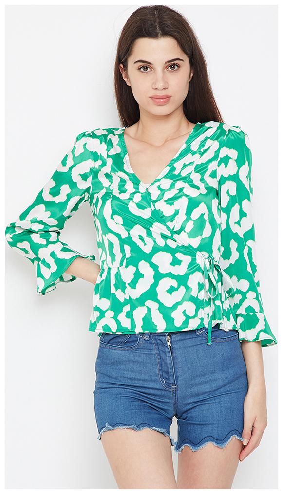 

OXOLLOXO Women Printed A-line top - Green