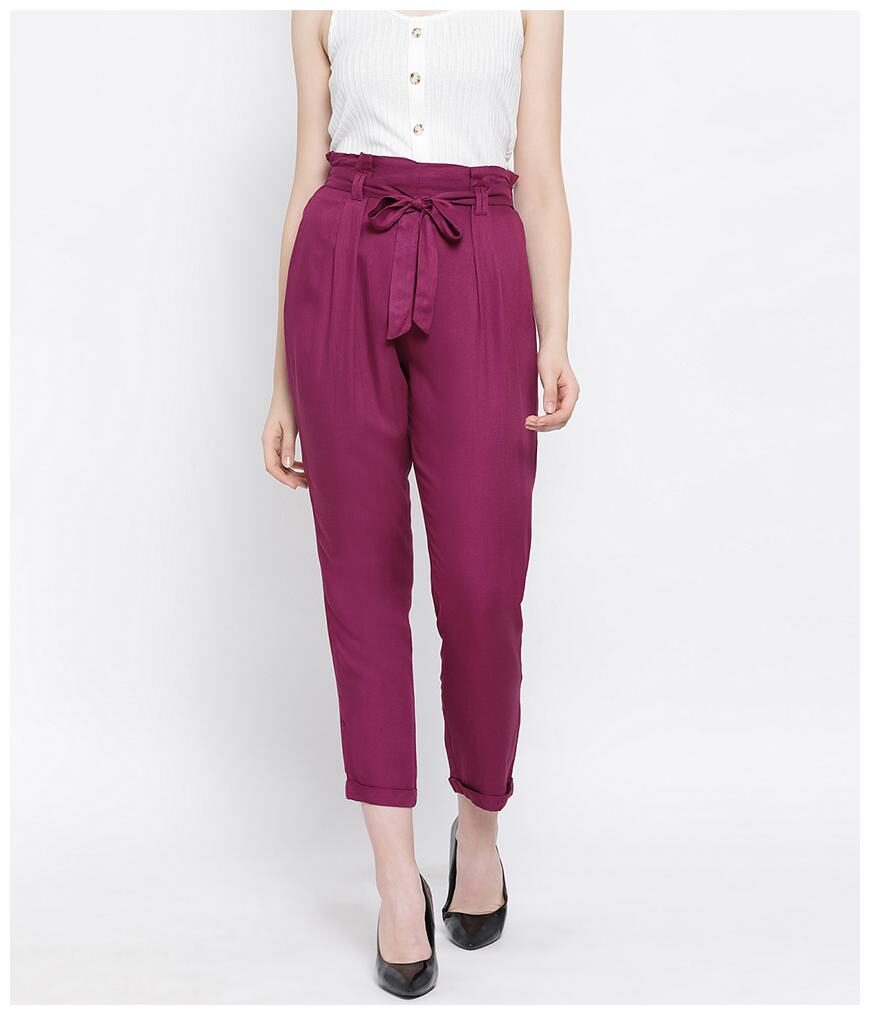 

Oxolloxo Women Viscose Rayon Solid Purple Pant