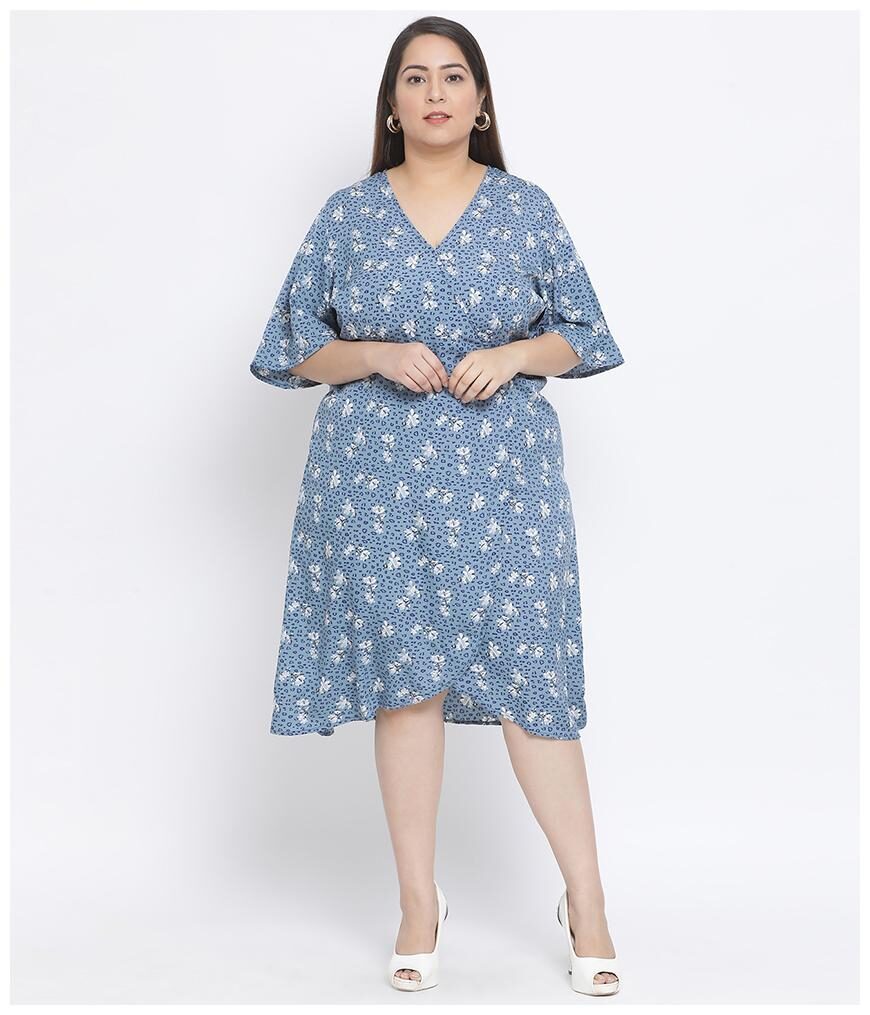 

Oxolloxo Blue Floral Wrap dress
