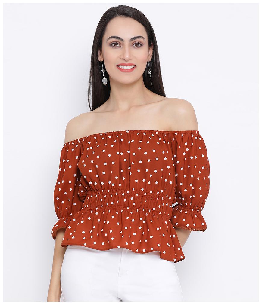

Oxolloxo Women Polyester Polka Dots A Line Brown
