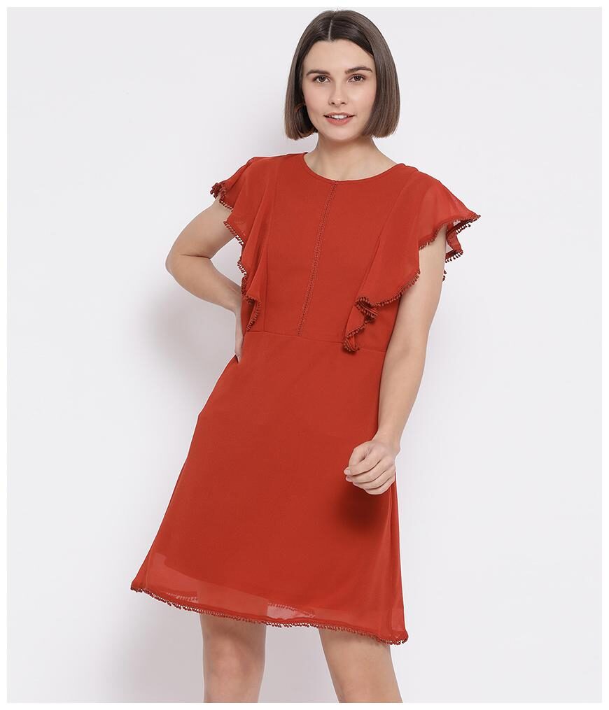 

Oxolloxo Orange Solid A-line dress