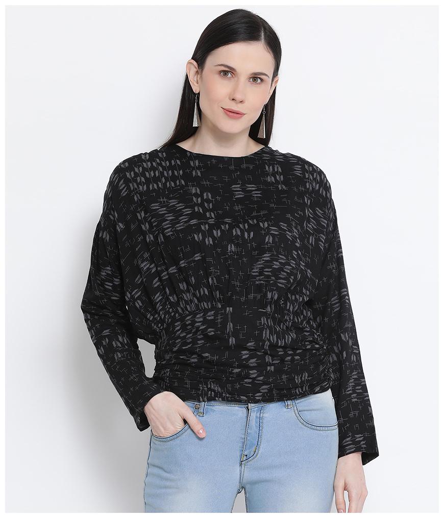 

Oxolloxo Women Printed Regular top - Black