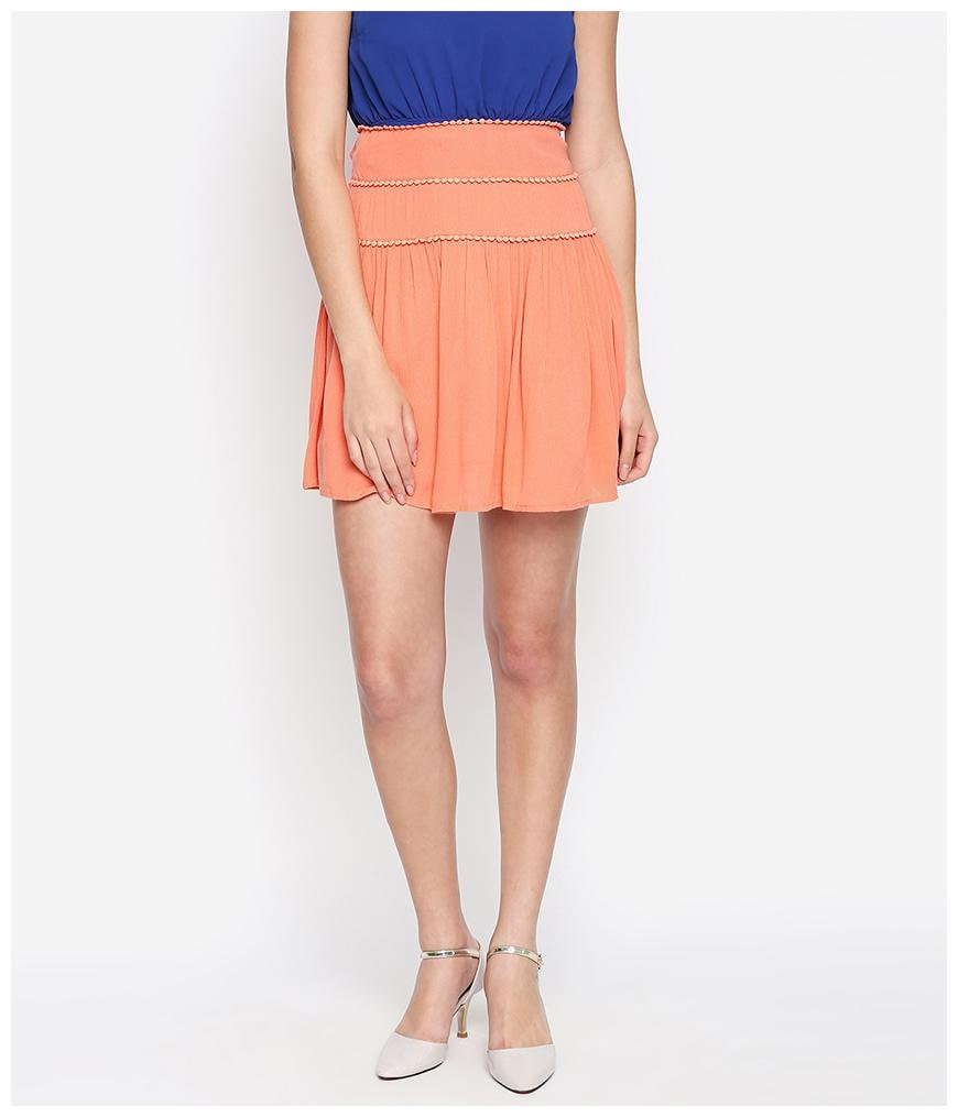 

Oxolloxo Solid A-line skirt Mini Skirt - Orange