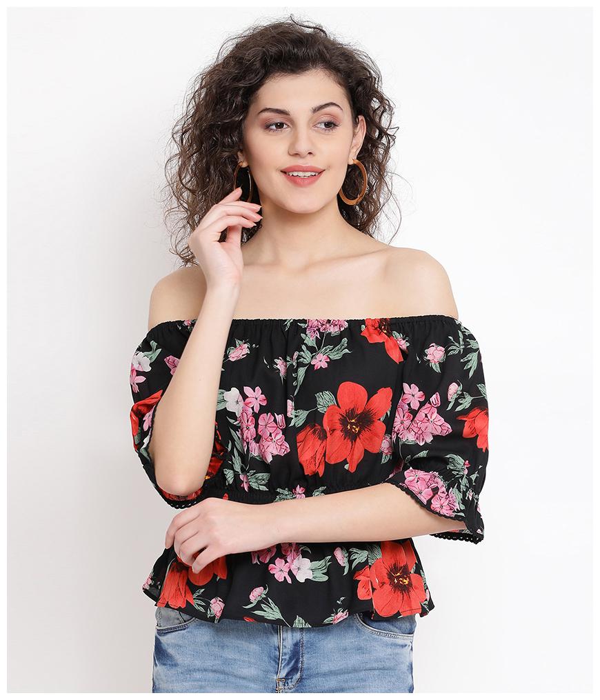 

Oxolloxo Women Polyester Floral A Line Black