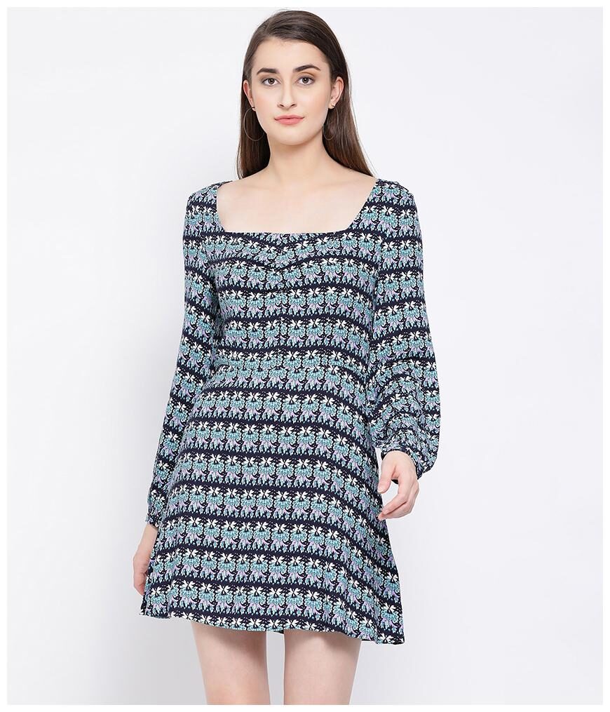 

Oxolloxo Blue Graphic A-line dress