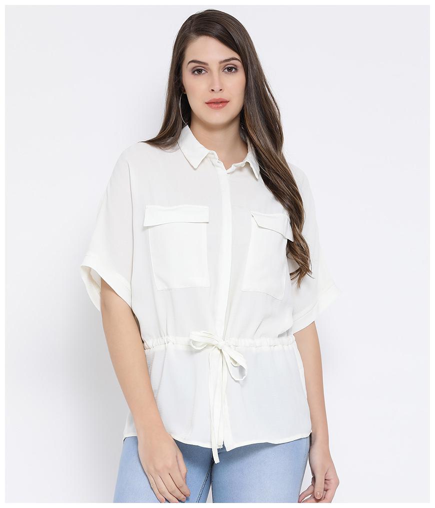 

Oxolloxo Women White Solid Regular Fit Shirt